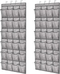 GORILLA GRIP Over the Door Shoe Organizer, 2 Pack, 24 Breathable Mesh Pockets, Space Saving Hanging Storage Holder, Closet Rack Hanger Holds Up to 40 lbs, Hangs on Closets, Shoes, Accessories, Gray