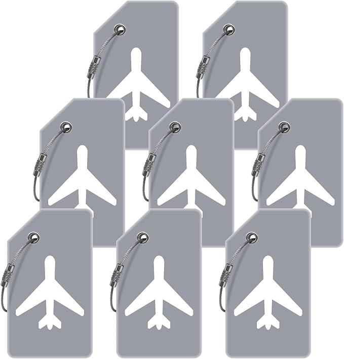 Luggage Tag for Suitcases, Quickly Spot 8 Pack Luggage Identifier Tags, Travel Accessories Name Tags for Backpacks, Suitcases, Travel Bags, Baggage, Cruise - Flexible Silicone(Gray)