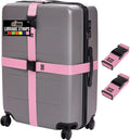 GORILLA GRIP Heavy Duty Adjustable Luggage Straps for Suitcases, Easy to Identify Travel Belt Connector Holds Suitcase Together, Extends Life of Bag, Strap Connects Two Bags, Accessories 2 Pack Pink