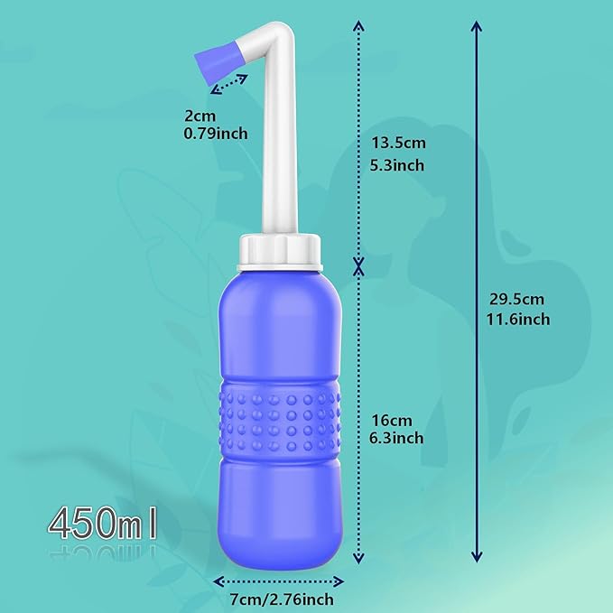 2pcs Portable Bidet Travel Bidet Bottle 450ml Peri Bottle for Postpartum Essentials Perineal Recovery, Feminine Care ,Hemmoroid Treatment,Baby, Women or Bedridden Patient