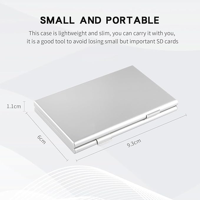 Aluminum SD Card Case, 21Slots Ultrathin SD Card Holder, Memory Card Storage Holder, Fit for 3 SD Card, 18 Micro SD Card, Silver
