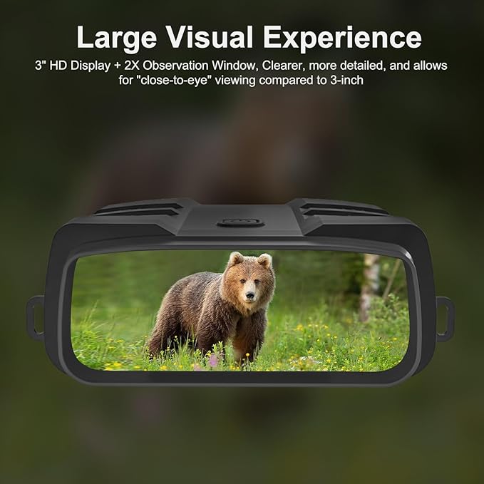 Night Vision Goggles, True 4K Full-Color Night Vision Binoculars, Built-in Powerful Focusable IR, 6000mAh Rechargeable Battery, Super Large Display, Long Viewing Range, Free 64GB Card (Black)