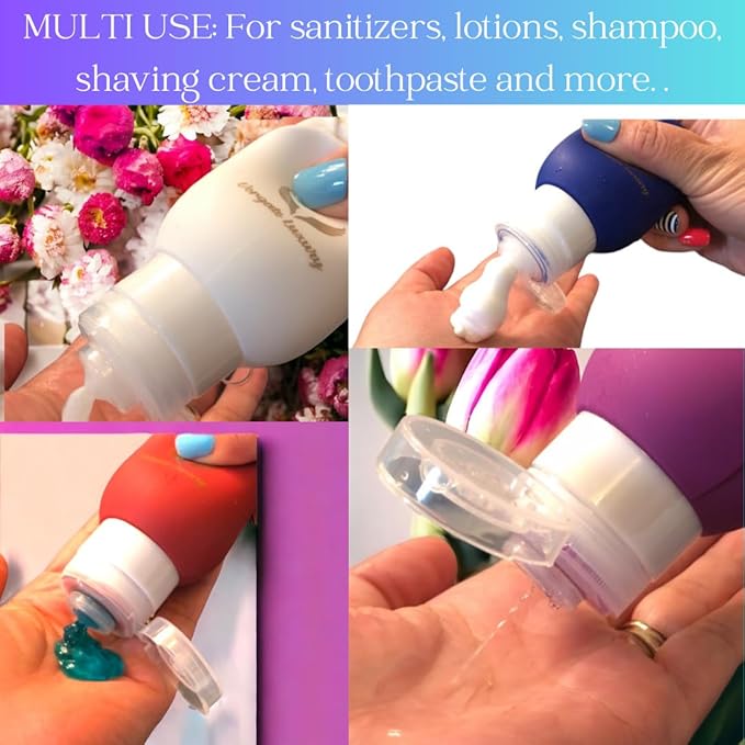 -3oz Travel Toiletry Bottles - Travel Containers for Toiletries Leak proof - Toiletry Bottles - Travel Size Containers - TSA Approved Travel Bottles - 3oz Silicone 4pcs