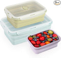 Large Collapsible Food Containers with Lids for Camping & Travel | Leak-Proof Silicone Storage Bowls,2000ml/1200ml/800ml, Dishwasher, Microwave Freezer Safe - Set of 3