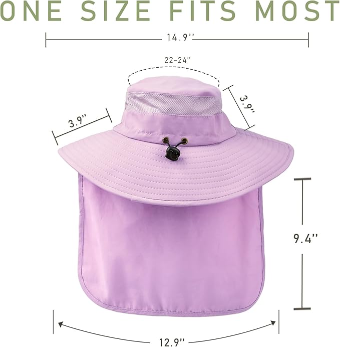 Fishing Hat Breathable Wide Brim Sun Hats with Neck Flap Bucket Hat Outdoor Safari Hat for Men Women UPF 50+ Sun Protection
