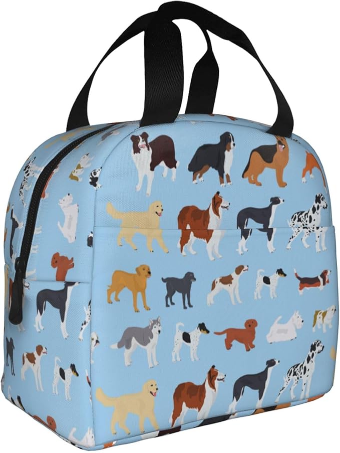 Cute Dog Lunch Box Puppy Lunch Bag Insulated Reusable Lunch Tote Bag Cooler Tote Bag for Men Women