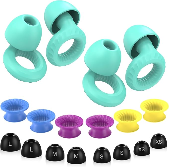 Ear Plugs for Sleeping Noise Cancelling -30dB, 2-Pack Reusable Soft Noise Reduction Ear Plugs for Sleep, Travel,Deep Focus, Hearing Protection,Concert with Carrying Case(Green*2)