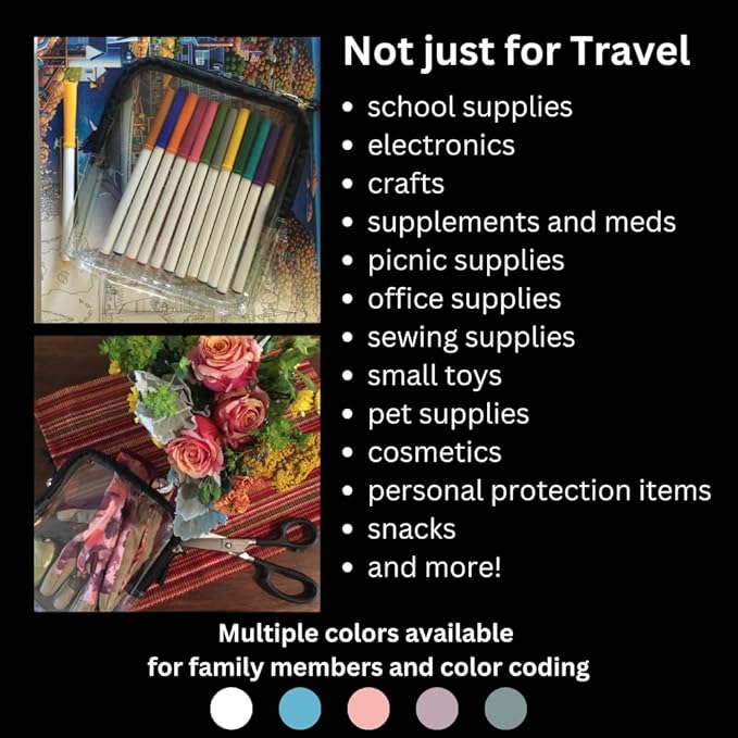 BORSALI TSA-Approved Quart-Sized Bag for Carry-On Travel - One (1) Quart Clear Toiletries, Cosmetic and 3-1-1 Liquids Toiletry Bag - White