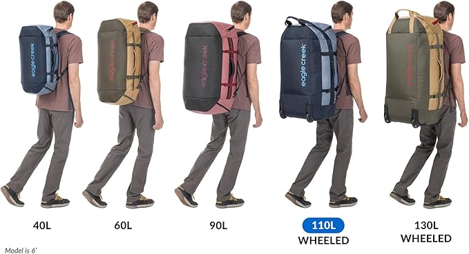 Eagle Creek Cargo Hauler Wheeled Duffel - Durable Duffel Bag for Travel - Easy Access Compartment - Deployable Backpack Straps - Lockable Zipper Opening - Charcoal - 110L