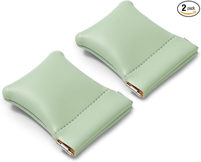 2 Pack PU Leather Slim Engagement Wedding Ring Pouch Leather Jewelry Pouch Christmas,Wedding Party Favor Gift Bag(Green)