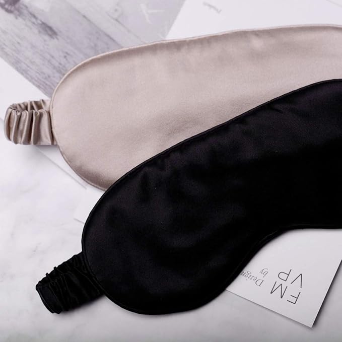 Silk Sleep Mask Light Blocking Luxury 100% Mulberry 19mm Silk Eye Mask Eye Cover Blindfold Ultra Soft Light & Comfy Anti Aging Skin Care with Travel Bag Gift Package