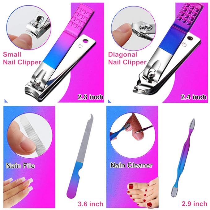 7pcs Manicure set, Nail Clippers Kit, Stainless Steel Manicure Kit, Nail Clipping Tools Portable Travel Grooming Kit, The Best Gift with Luxurious Case(Multicolor)
