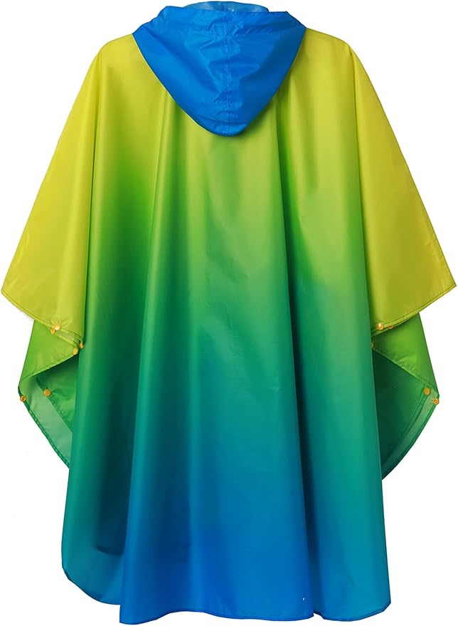 SaphiRose Rain Poncho Jacket Coat Hooded for Adults with Pockets