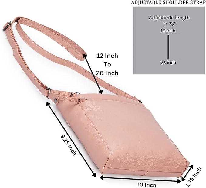 Small Soft Genuine Leather Crossbody Purse Women’s Sling Crossover Shoulder Travel Handbag with Triple Zipper