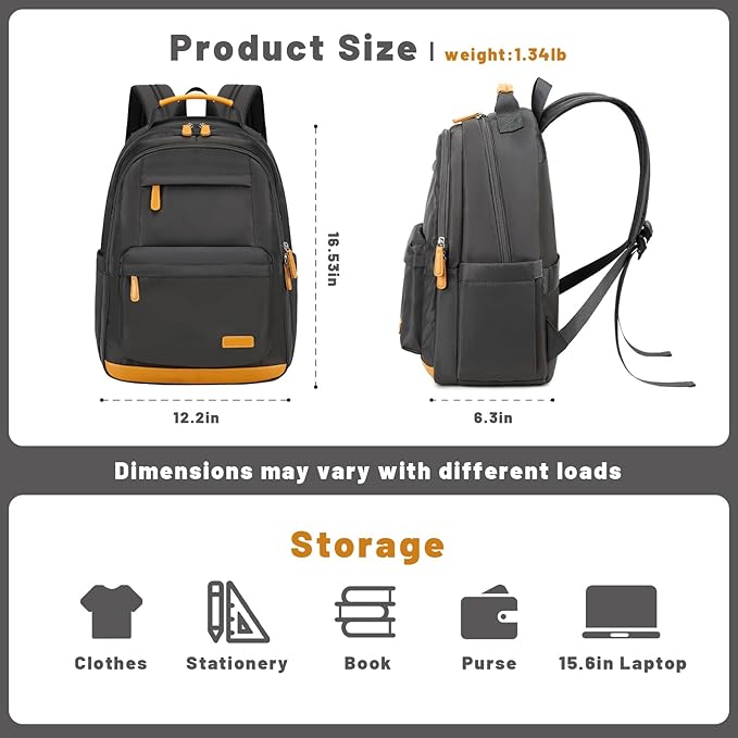 mygreen Waterproof Travel Backpack for Adults, 15.6 Inch Laptop Backpack with Multiple Compartments | Durable Anti-Theft Design, Luggage Strap, Lightweight for Business, Commute, and Air Travel Black