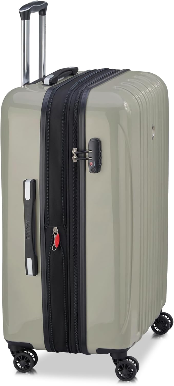 DELSEY PARIS Helium Aero Hardside Expandable Luggage with Spinner Wheels, Latte, Checked-Medium 24 Inch