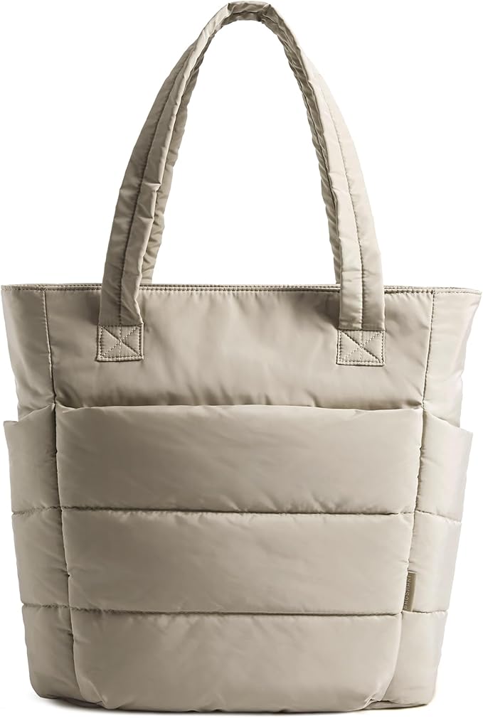 BAGSMART Tote Bag for Women, Lightweight Puffy Tote Bag with Compartments Shoulder Bag Handbag for Travel, Work, Gym,