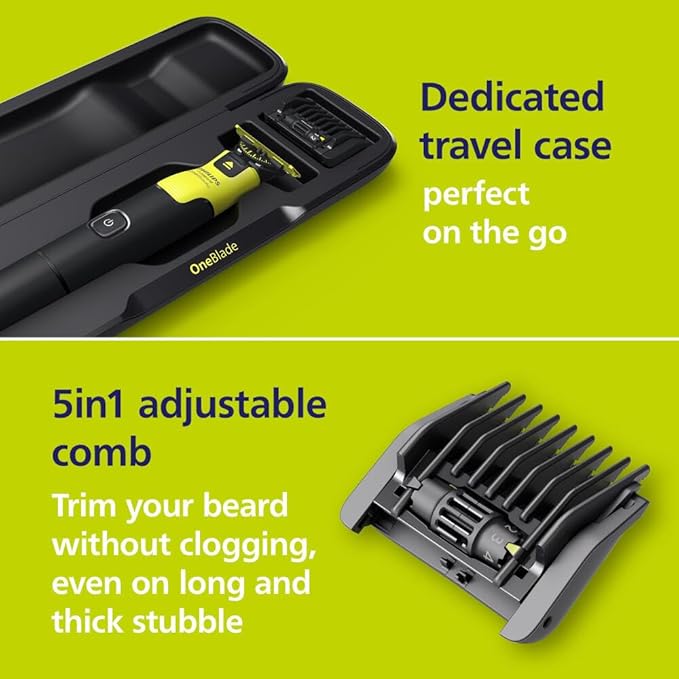 Philips Norelco OneBlade 360 with Connectivity Hybrid Face + Body, Electric Beard Trimmer, Shaver and Body Groomer with 360 Blade Tech, 1x360 Blade, 5-in-1 Comb, Body Kit, Travel Case, Model QP4631/90