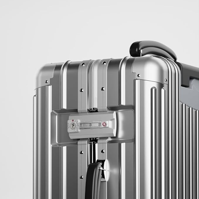 KARGO 20 Inch Carry-On Luggage - Polycarbonate Hard Shell Suitcase with Aluminum Corners, Smooth-Rolling Wheels, Leather Handle, Aluminum Frame Luggage, Zipperless TSA Lock (Silver, 20 Inch Carry-On)