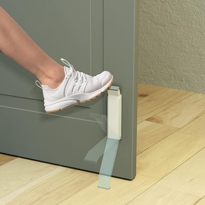 Door Stopper, Door Holder, No Drilling Door Stoppers, Easy Pedal Kick Down Door Stop(White x 1 Pack)