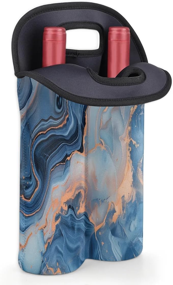Wine Carrier Tote Personalized Bag for 2 Bottles - Neoprene Wine Bottle Holder with Carry Handle, Wine Protective Bag Insulated Bag Beer Cans Water Bottle Holder for Travel Picnic,Style24
