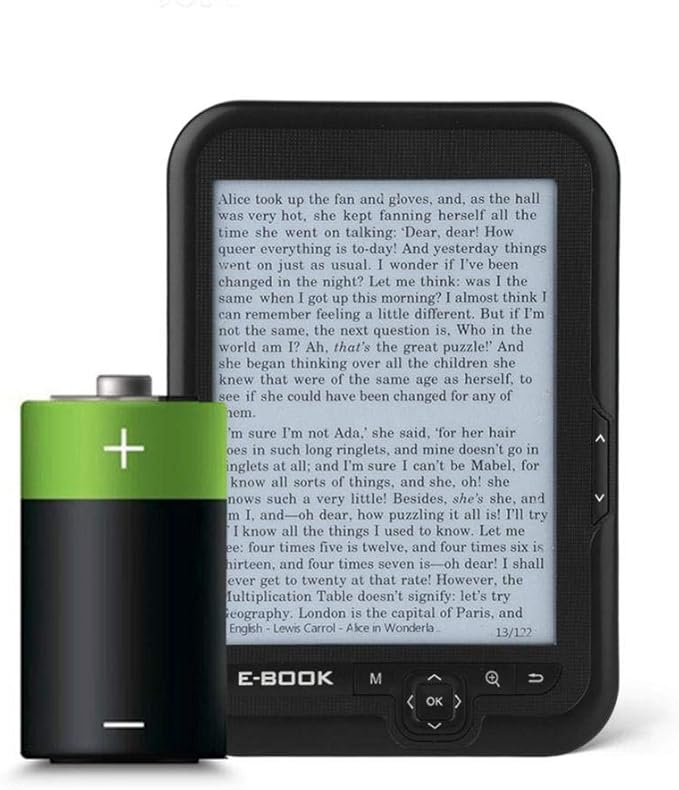 E-Reader, 6 inch E‑Book Reader with E‑Ink Screen, 1024 x 768 Resolution Display 300DPI Electronic Paper Book with Blue Cover, E-Paper Supports TF Card for Adult, Kids(Black 2)