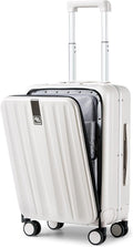Hanke 20 Inch Carry On Luggage Hard Shell Suitcases with Wheels Luggage Suitcase Travel Luggage for Women Men Rolling Luggage Bags for Business Trip Weekender-Ivory white