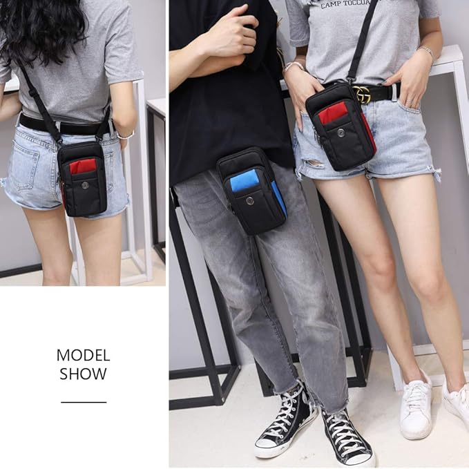 Water-Resistant Oxford Fabric Multifunction Smart Phone Bag /Case, One Shoulder Waist Bag Diagonal Outdoor Cross Bag