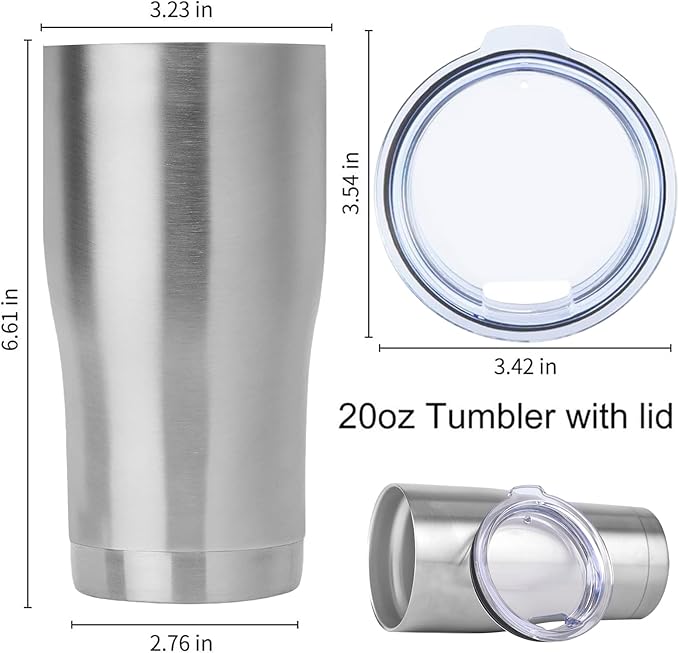 DOMICARE 20oz Tumbler with Lid Stainless Steel Tumblers Bulk, Double Wall Vacuum Insulated Coffee Travel Mug, 12 Pack Stainless Steel