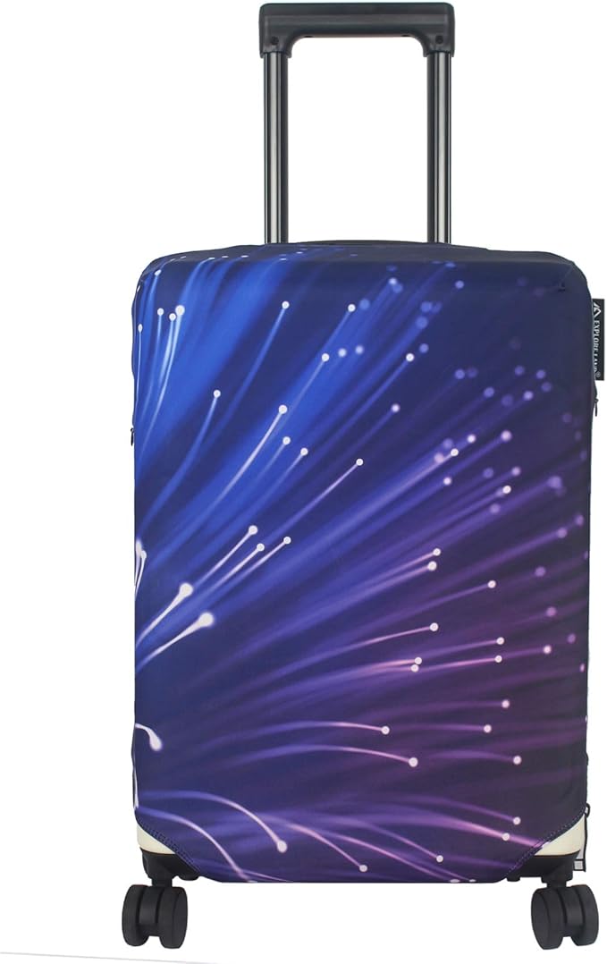 Explore Land Travel Luggage Cover Suitcase Protector Fits 18-22 Inch Case (Fireworks, S)