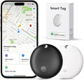 Tracker Tags, Item Finder Work with Apple Find My (iOS Only), Tracking Device Locator Smart Tag for Luggage, Keys, Wallet, Bike, Pets, Bags (Black & White, 2 Pack)