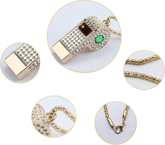 Whistle,Rhinestone Sports Whistle with Keychain for Coach/Referee/Training/Lifeguard/Teachers(Gold)