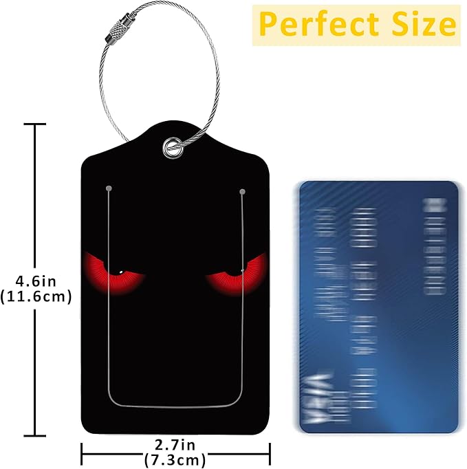 2 Pack Evil Eyes Luggage Tag for Suitcases Green Cat Eyes PU Leather Bag Travel Suitcase ID Identifier Baggage Tags for Women Men Travel