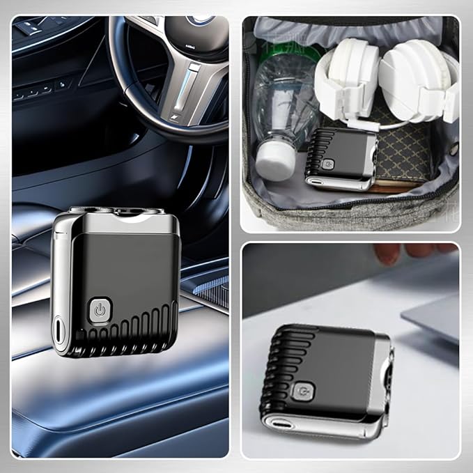 Mini Electric Shaver, Dual Head Waterproof Rechargeable Razor Mini Wet Dry Shaving Razor for Travel Home Use (Black)