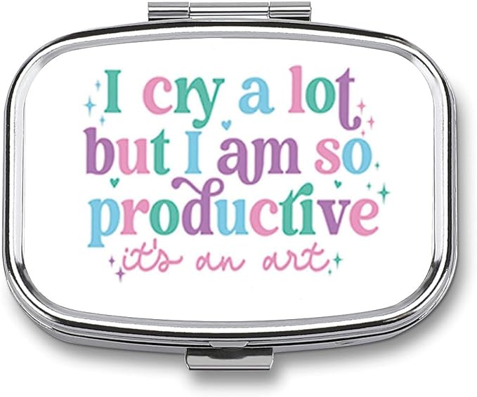 Metal 2 Compartment Pill Organizer Travel Friendly Portable Compact Pill Box Cute Pill Case to Hold Vitamins,Fish Oil,Supplements,Meds,Tablet for Purse,Pocket. (CRY)