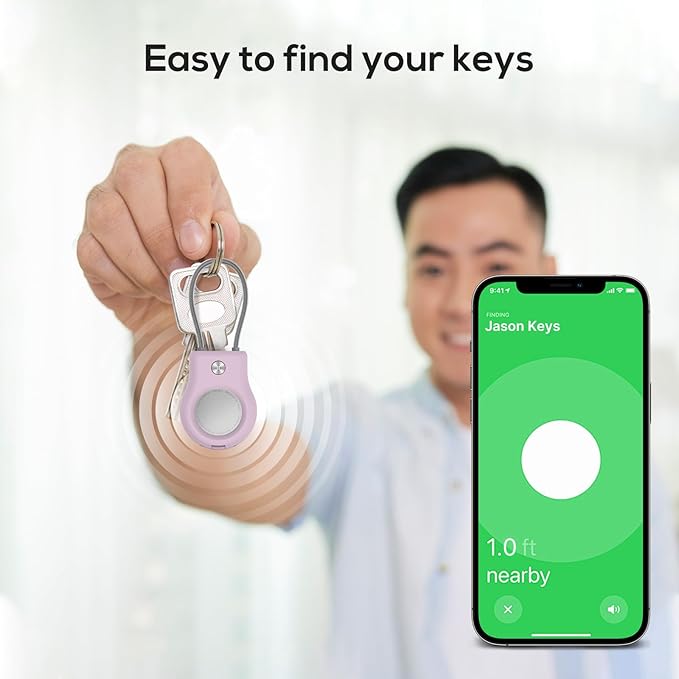 Air tag Holder,(4 Pack) Air tag Keychain with Secure Lock,Air Tags Case with Wire Cable for Apple Airtag,Anti-Lost Protective Case with Keyring for Luggage, Key, Pet, Bag, Black/Purple