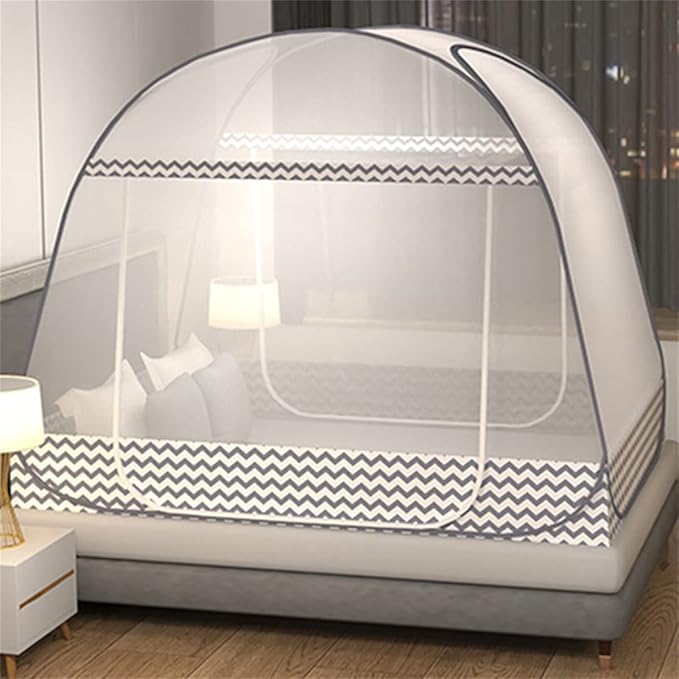 CdyBox Folding Mosquito Net Tent Canopy Curtains for Beds Home Bedroom Decor (Gray, 1.2X2.0m)
