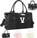 Initial Travel Duffel Bag Sports Gym Bag for Boys Teen Birthday Gifts,Black Personalized Weekender Bag Carry On Tote Bags for Men,Waterproof Overnight Luggage Bag Airplane Travel Essentials(Letter V)