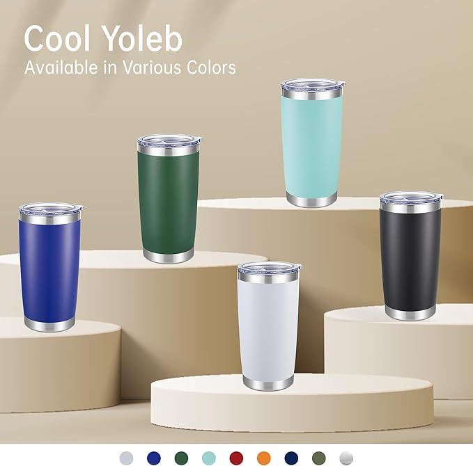 20 oz Tumblers Bulk Stainless Steel Tumbler with Lid Double Wall Vacuum Insulated Coffee Mug 20oz Powder Coated Cup for Hot and Cold Drinks, Turquoise, 6 pack