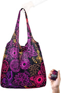 Nanobag Ultra-Lightweight Foldable Tote for Women & Men, Reusable Grocery & Travel Bag, Packable Collapsible Compact Market Essential (Standard Neon Flowers)