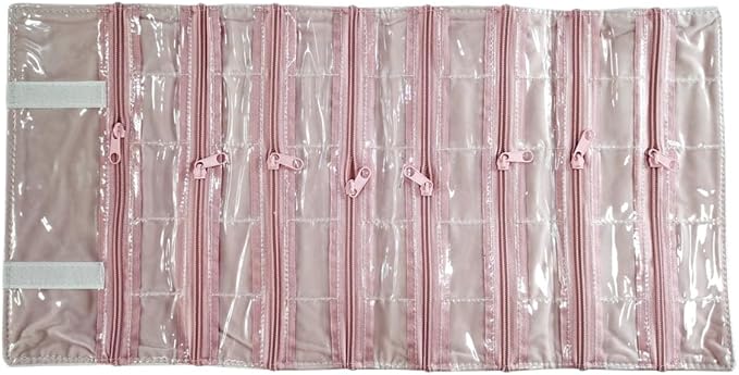 Travel Jewelry Roll Bag Portable Organizer Pouch With Grids&PVC Cover Storage Bags for Necklace, Bracelet, Bracelet,Ring, Badge, Pendant