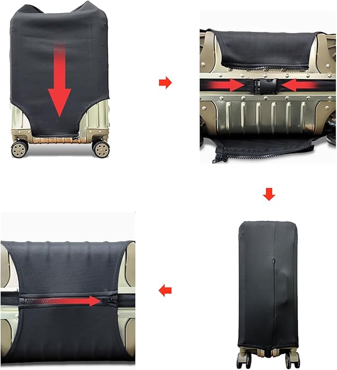 WUJIAONIAO Travel Luggage Cover Baggage Suitcase Cover Protector Skins 18-32 Inch (Pure Black, S (for 18-20 inch luggage))