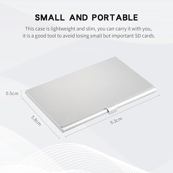 Aluminum SD Card Case, 6Slots Ultrathin SD Card Holder, Memory Card Storage Holder, Fit for 2 SD Card, 4 Micro SD Card, Silver