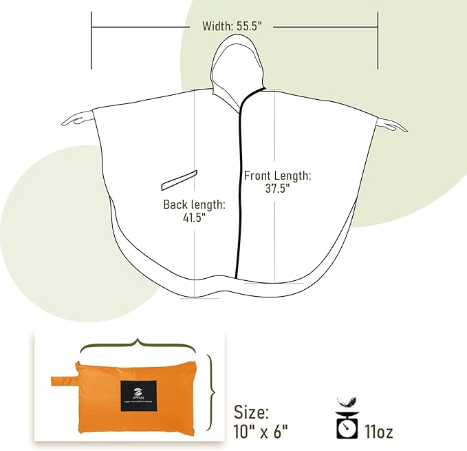 SaphiRose Unisex Rain Poncho Raincoat Hooded for Adults Women with Pockets