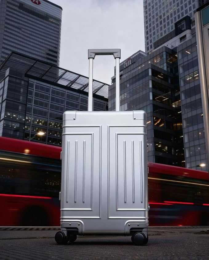 All Aluminum Magnesium Carry On Luggage，Cut from Whole Aluminum Sheet，22x14x9 Airline Approved ，（3rd Generation，Premium Magnesium Metal zipperless suitcase ） (silvery, 28inch)