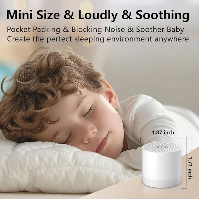 Portable Baby Sound Machine Mini White Noise Machine with 30 Soothing Sounds for Newborn Kids Adults Rechargeable Sleep Brown Noise Machine 4 Timers Memory Function for Travel Camping Home Office