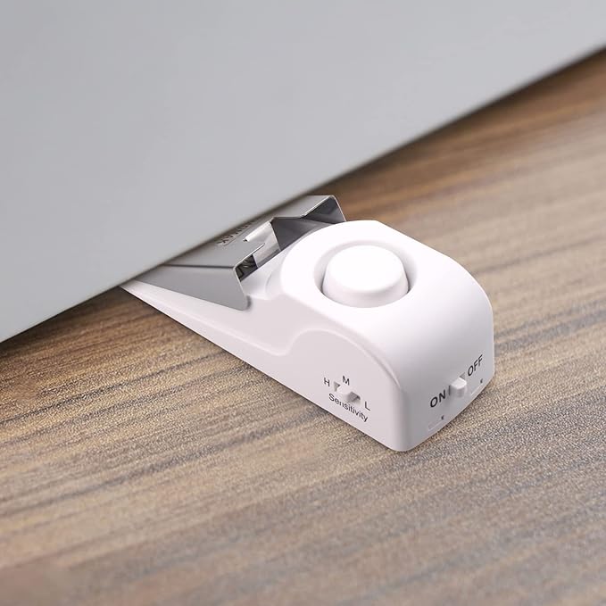 EMDMAK Door Stop Alarm with 120DB Siren Door Stop for Home & Travel (White) (Pack of 4)