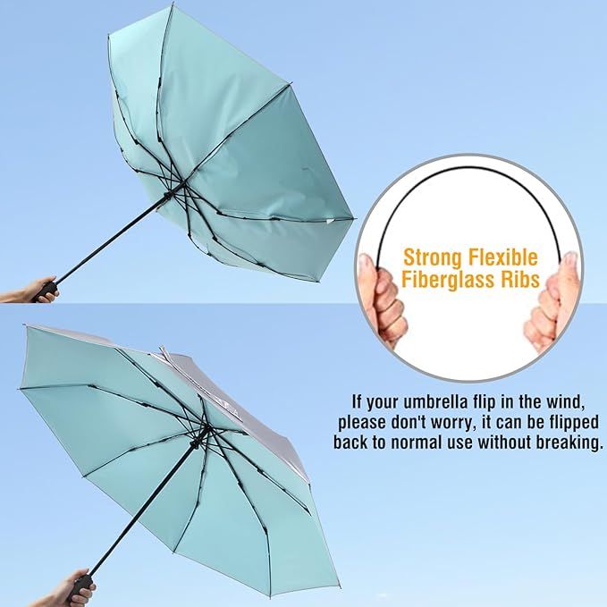 G4Free UPF 50+ UV Protection Large Travel Umbrella 42/46 Inch Auto Open Close Windproof Sun Blocking Umbrella