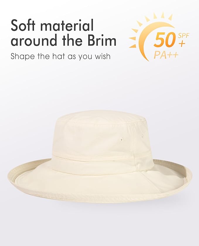 UV 50 Sun Hat for Women Wide Brim with Ponytail Hole Summer Packable Sunhat for Beach Fishing Hiking Gardening Waterproof