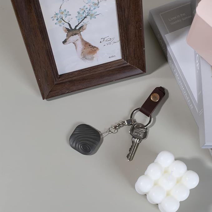 Smart Key Finder - Only iOS(Not for Android) - Bluetooth Smart Key Tracker Tag - Work for Apple Find My - Keep Track of The Items That Matter Most (2-White & 2-Coffee)